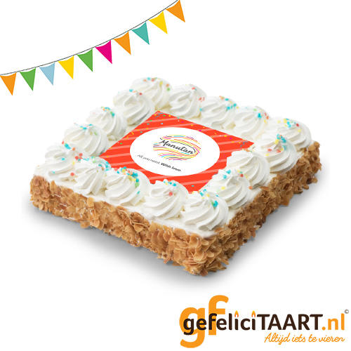 Taart bestellen met logo, foto tekst | gefeliciTAART.nl