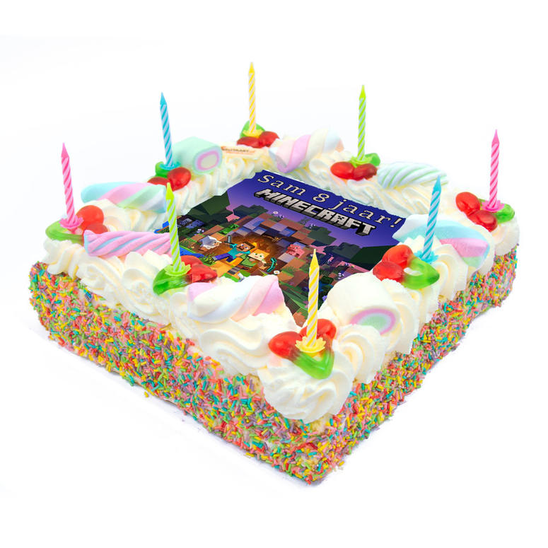 Feestelijke Minecraft verjaardagstaart