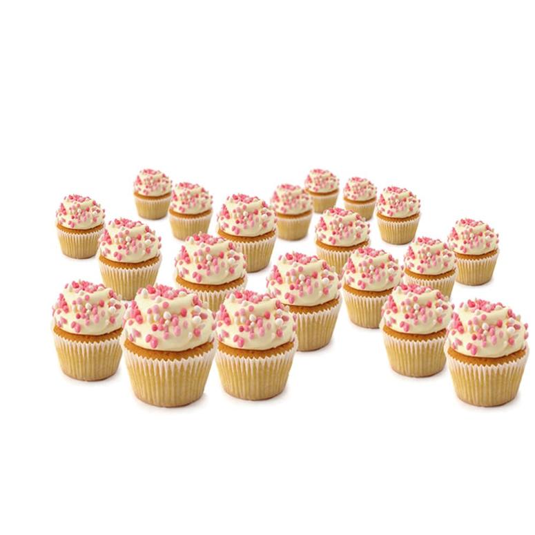 Statistisch Theseus speelgoed Mini Roze Geboorte cupcakes bestellen | gefeliciTAART.nl